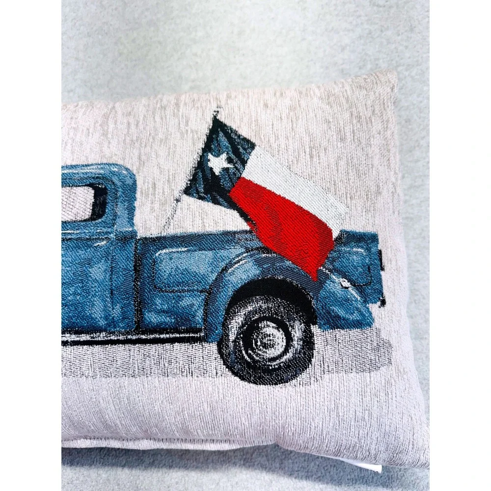 Kohl's Decorative Pillow Unisex 13x18 Multi Texas Flag‎ Blue Vintage Truck New